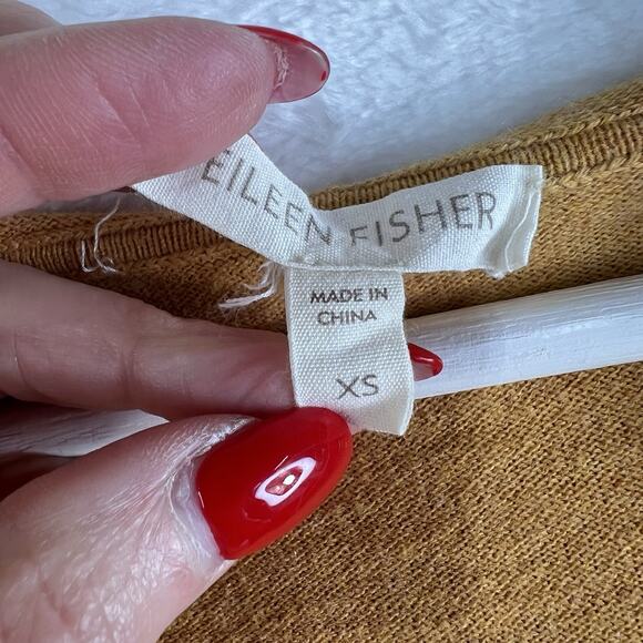 Eileen Fisher XS Tunic Sweater Cashmere Blend 3/4 Sleeve V-Neck Pullover Hooded - Picture 6 of 12